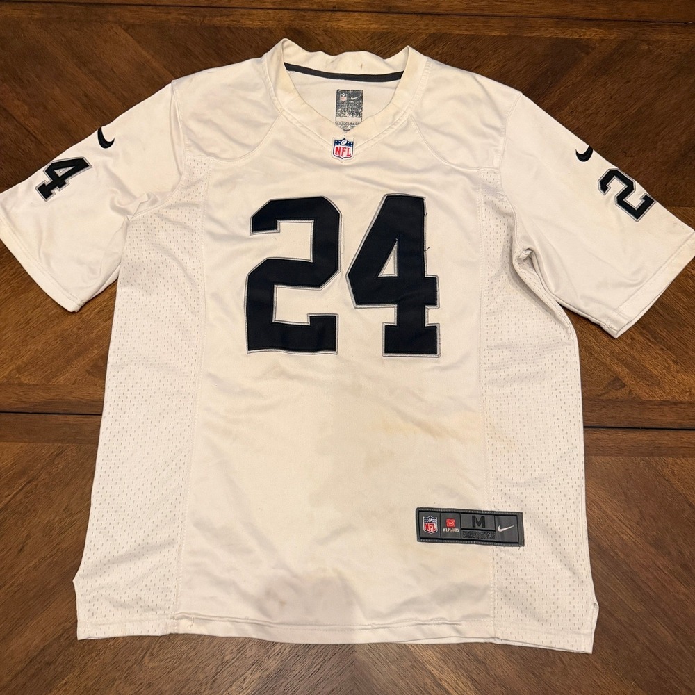 Nike NFL Oakland Raiders Charles Woodson 24 Jersey Mens Medium White Road